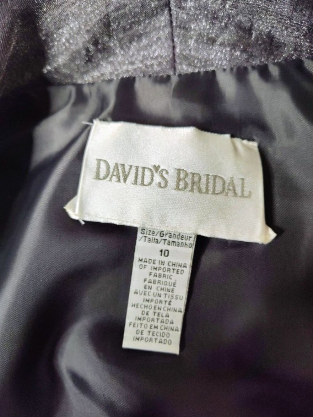 David's Bridal Hammered Shimmer Jacket Evening Dress Tiered Skirt Size 10 - Picture 5 of 16